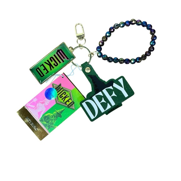 Accessories - Wicked Elphaba Defy Keychain Green Solid Purse Charm Keychain Bracelet